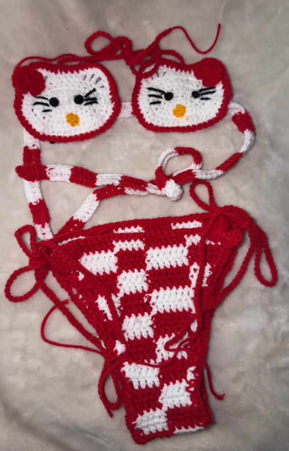Crochet Hello Kitty Swim Set.